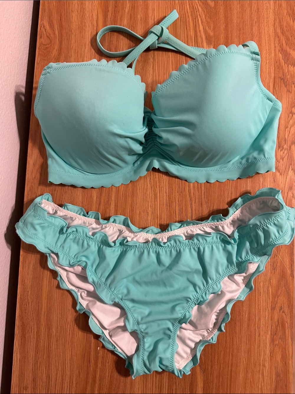 Victoria's Secret Aqua Scalloped Edge Bikini Set